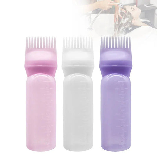 3 Color Salon Hair Oil Applicator Bottle Professional Hairdressing Dyeing Comb Bottles