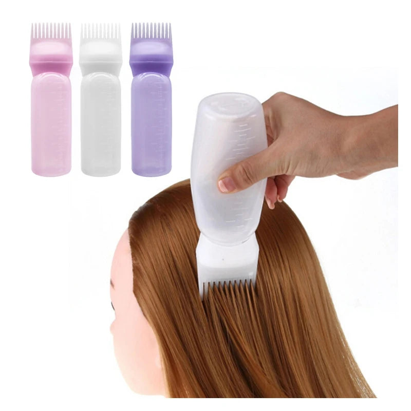 3 Color Salon Hair Oil Applicator Bottle Professional Hairdressing Dyeing Comb Bottles