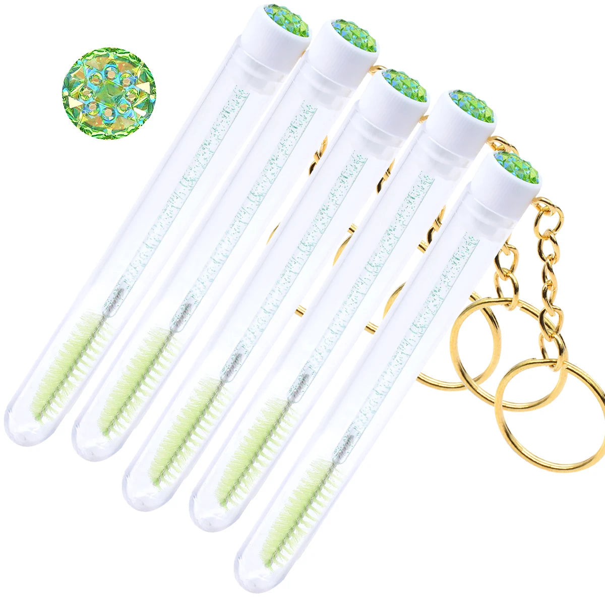 5pcs Eyelash Brushes Tubes With Keychain