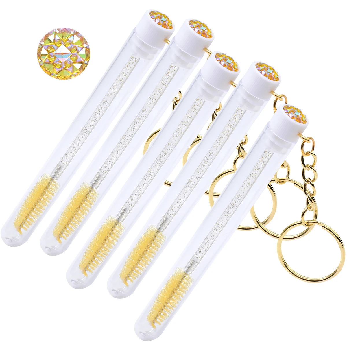 5pcs Eyelash Brushes Tubes With Keychain