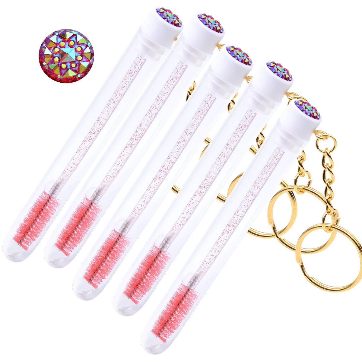 5pcs Eyelash Brushes Tubes With Keychain