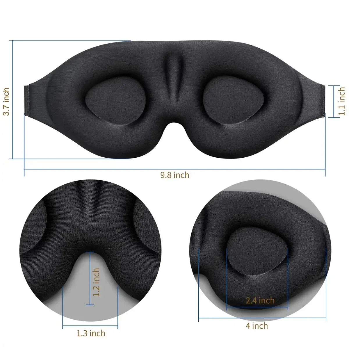 3D Contoured Sleep Mask - Block Out Light for Men & Women