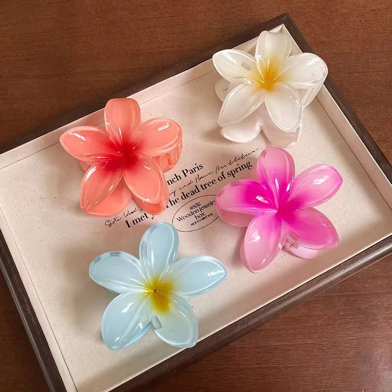 2/4/6pcs Flower Hawaiian Gradient Hair Clips